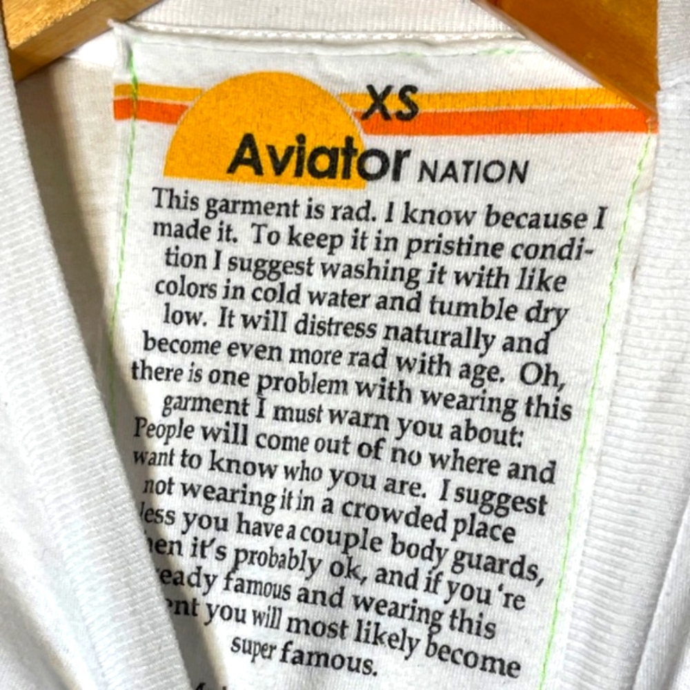 Aviator Nation White Tee with Gold Lightning Bolt - Picture 7 of 7